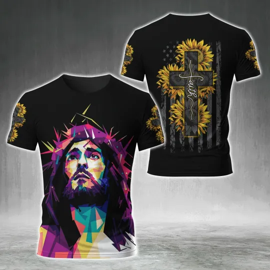 Discover Jesus Christ Sunflower Christian All Over Printed 3D Shirt