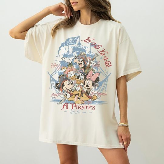 Discover Comfort Colors Mickey and Friends Signatures Pirates Shirt, Disney Pirates Group Shirt, Disney Pirate's Life 2026 Shirt Disney Family Shirts