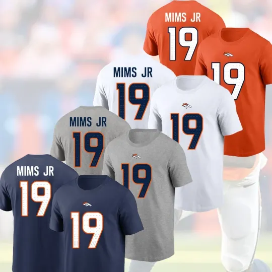 Discover Marvin Mims Jr. #19 Denver Football 2025 Player Name & Number Fans S-5XL