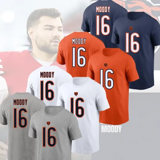 Discover Jake Moody #16 Chicago Football 2025 Player Name & Number S-5XL Fans
