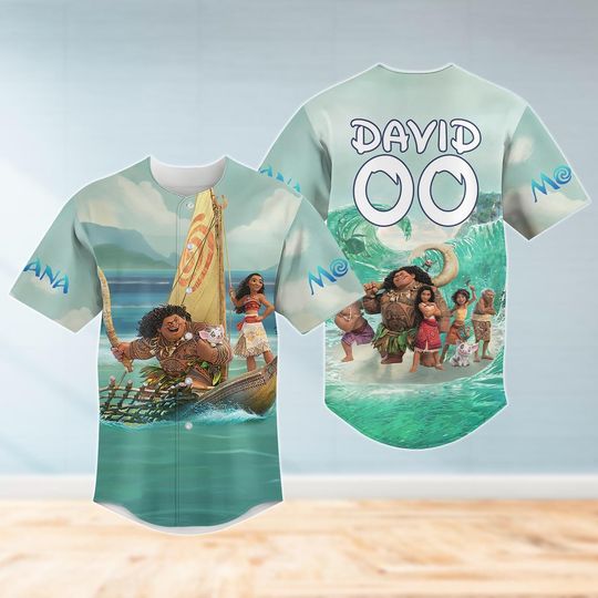 Custom Disney Moana Baseball Jersey Shirt, Personalized Maui Moana Hei Hei and Pua Shirt, Disney Family Shirt, Disney Movie Shirt