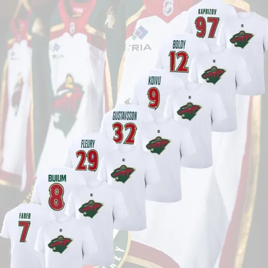 Discover Kaprizov, Faber, Boldy Minnesota 25th Anniversary All Player Name & Number