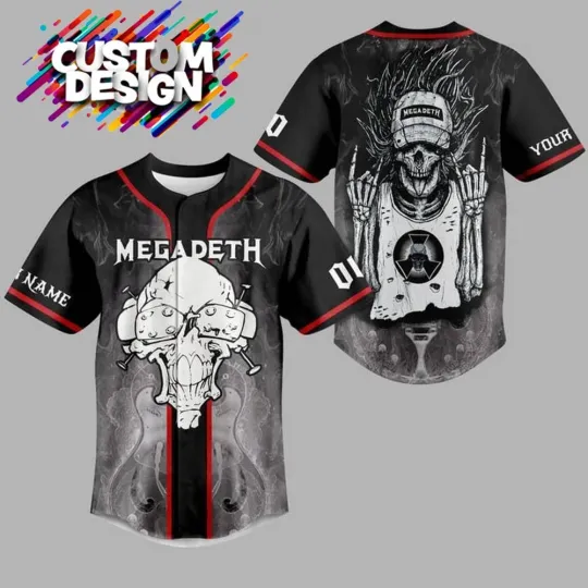 Megadeth Band Baseball Jersey Custom Name Gift For Fans