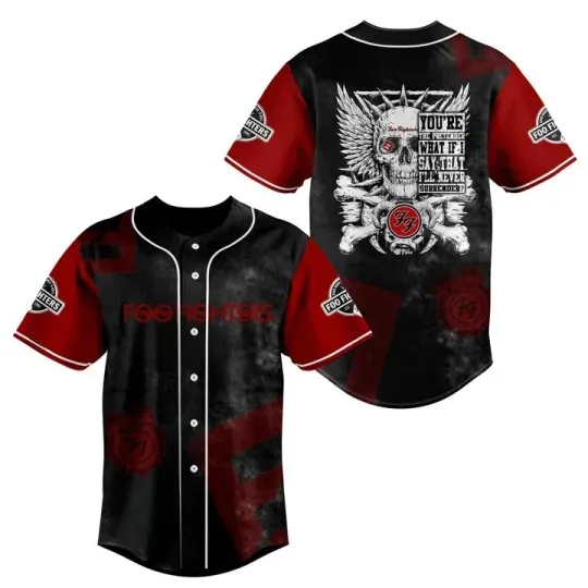 Discover FF Band Fighters Rock Band Skull 3D Print Baseball Jersey Shirts Gift For Men Women