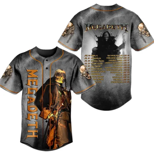 Megadeth Tour Dates Baseball Jersey Megadeth 3D Print Unisex T-Shirt