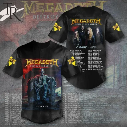 Trend Megadeth Announces Destroy All Enemies U.S. 2024 Baseball Jersey