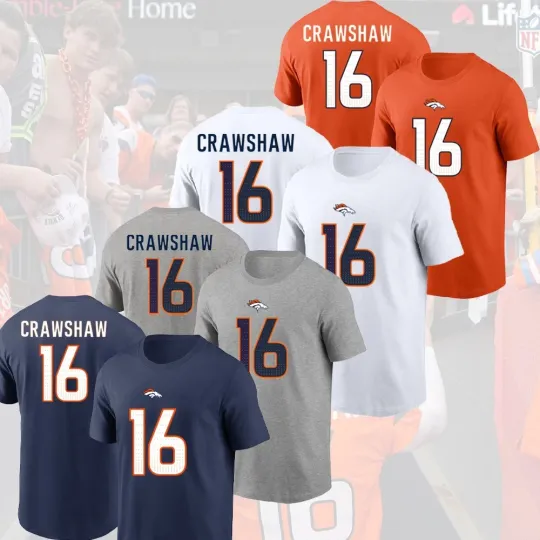 Discover Jeremy Crawshaw #16 Denver Football 2025 Player Name & Number Fans S-5XL