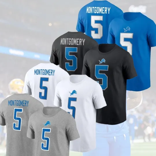Discover David Montgomery #5 Detroit Football 2025 Name & Number Player S-5XL Fan Gift