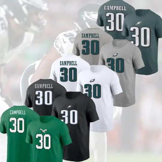 Discover Jihaad Campbell #30 Philadelphia Football 2025 Player Name & Number Fan