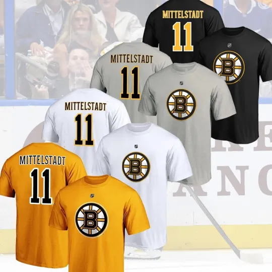 Casey Mittelstadt #11 Boston Bruins 2025 Player Name & Number For Fans