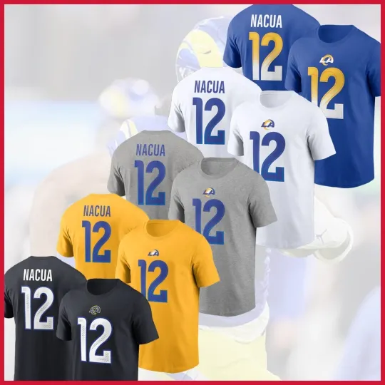 Discover Puka Nacua #12 Los Angeles Football 2025 Player Name & Number Fan Look S-5XL