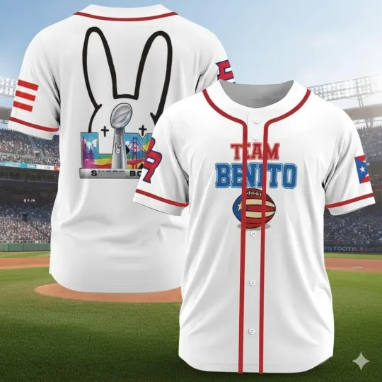 Discover Team Benito Baseball Jersey Shirt   Unisex Button Up Fan Jersey Music Inspired S