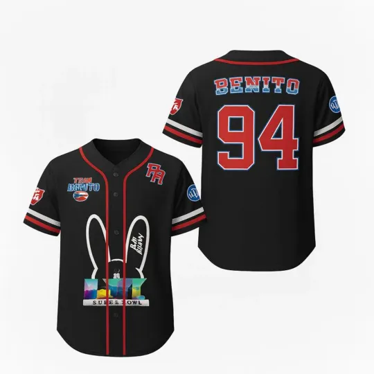 Discover Team Benito 94 Baseball Jersey – Black Red Puerto Rico Inspired Shirt Urban Styl