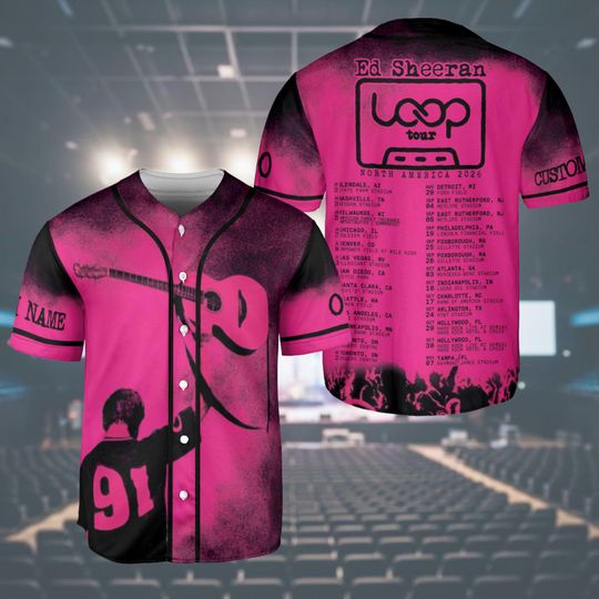 Discover Ed Shee Loop Tour Baseball Jersey, North America 2026 Concert Graphic Jersey, Music Concert Jersey, Music Tour 2026 Shirt
