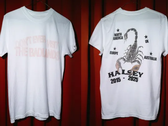 Discover NEW!!! Halsey Back To Badlands Merch Decade Tour 2025 2026 reprint T-Shirt