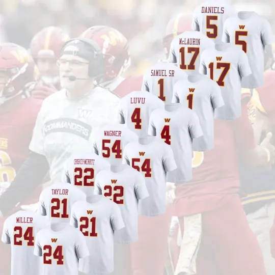 All Player Washington Football 2025 Player White Name & Number For Fans