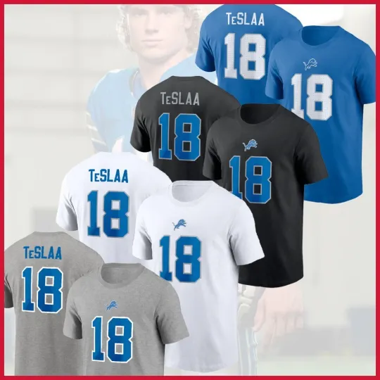 Discover SALE - Isaac TeSlaa #18 Detroit Lions 2025 Name & Number Player Fans Gift S-5XL