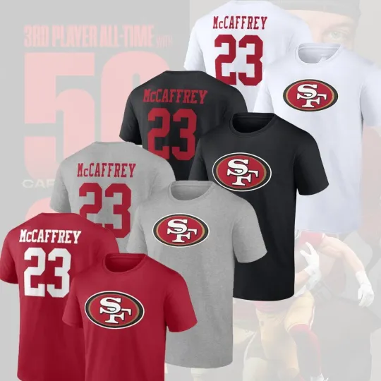 Discover Christian McCaffrey #23 San Francisco 49ers 2025 Player Name & Number For Fans