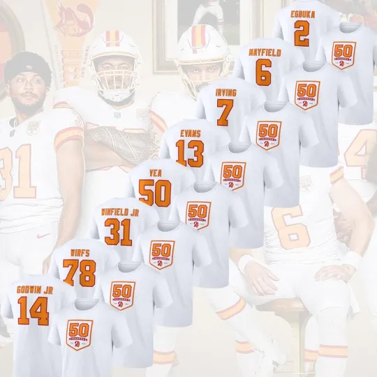 Egbuka, Mayfield Tampa Bay Football 50th Season All Player Name & Number Fans