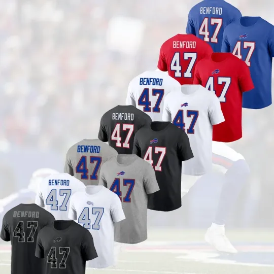 Discover Christian Benford #47 Buffalo Football 2025 Player Name & Number All Color