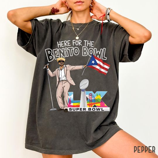 Discover Comfort Colors Benito Bowl Bad Bunny Shirt, Bad Bunny Fan Merch Shirt, Bowl Bunny LX Shirt Puerto Rico Music Gift,Here For The Benito Bowl