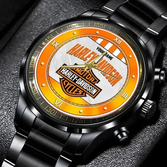 Discover Personalized Harley Motor Racing Davidsonn Black Stainless Steel Watch For Men