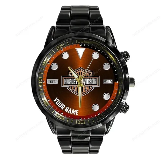 Discover Personalized Harley Motor Racing Davidsonn Black Stainless Steel Watch For Men