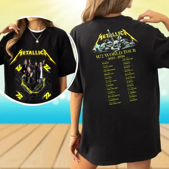 Discover RARE! 2sided M72 World Tour 2025 - 2026 Tshirt, Metallica Tour Tshirt HOT NEW
