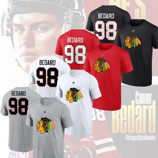 Discover HOT! Connor Bedard #98 Chicago Blackhawks Team Name and Number Gift For Fans