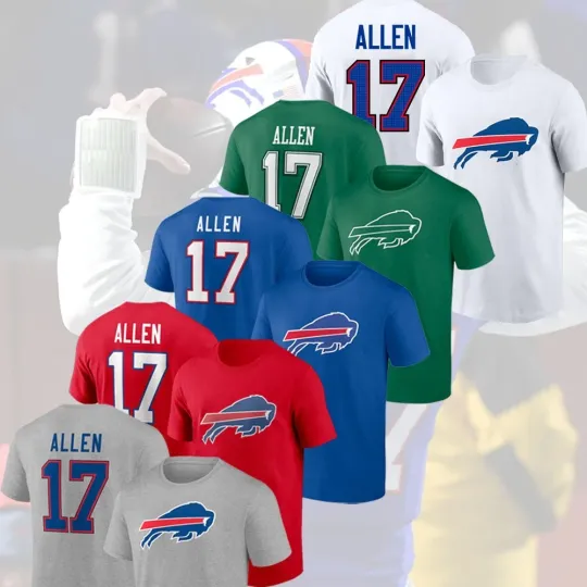 Discover HOT 2025 ! Josh Allen #17 Buffalo Player Name & Number Exclusive Fan Tee