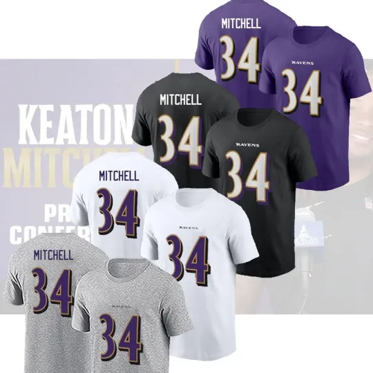 Discover HOT SALE ! Keaton Mitchell #34 Baltimore Player 2025 Name & Number Gift For Fans