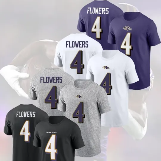 Discover HOT SALE! Zay Flowers #4 Baltimore Ra.vens 2025 Name & Number Fan Apparel Gift