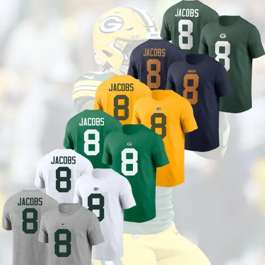 Discover Josh Jacobs #8 Green Bay Player Team 2025 Name and Number Gift For Fans