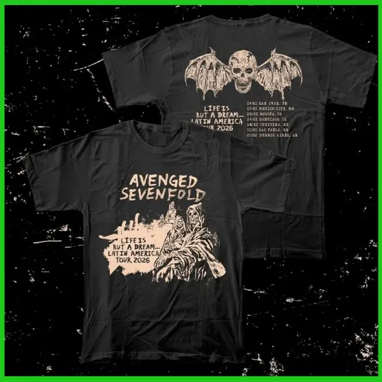 Discover Avenged Sevenfold Life Is But A Dream Latin America Tour 2026 T Shirt