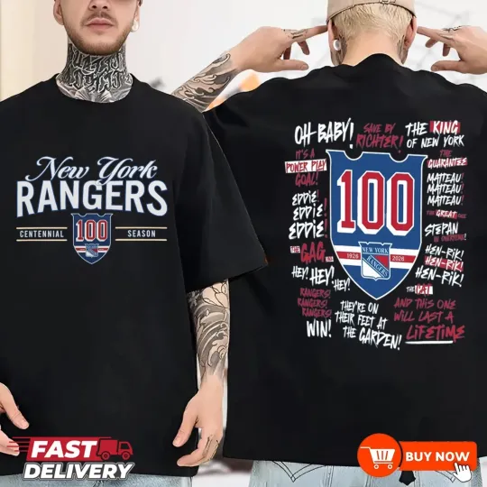 Discover NEW!!! New York Rangers 100th Anniversary 1926-2026 NHL TShirt - Full Color