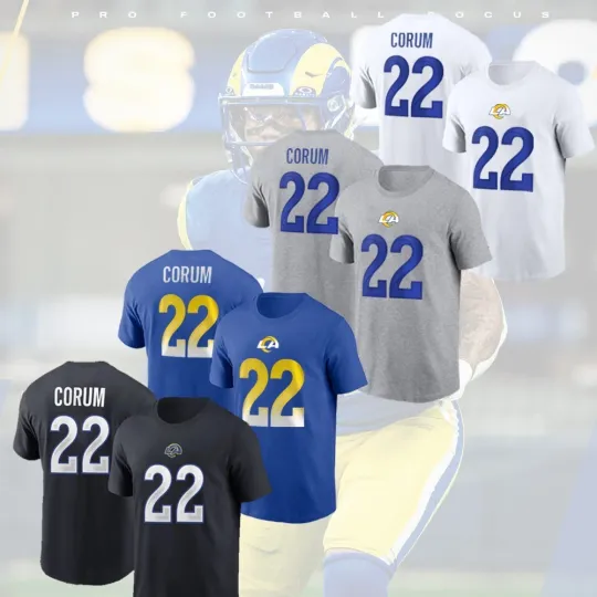 Discover Blake Corum #22 Los Angeles Football Name and Number Fan Favorite