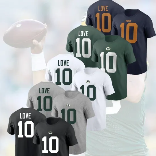 Discover Jordan Love #10 Green Bay Player 2025 Name and Number For Fan Tee