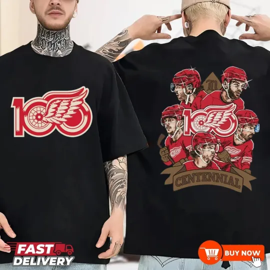 Discover NEW!!! Detroit Red Wings 100th Anniversary 1926-2026 NHL TShirt - Multicolors