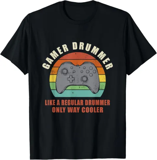 Discover Gamer Drummer Gamepad Vintage Drummer Funny Saying T-Shirt