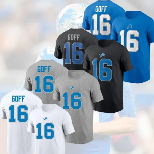 Discover Jared Goff #16  Detroit Team Name and Number Player 2025 Gift For Fan