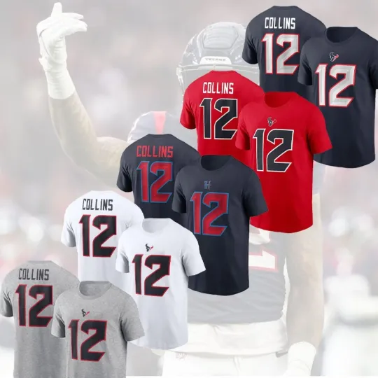 Discover Nico Collins #12 Houston Football Team 2025 Name & Number Gift For Fan