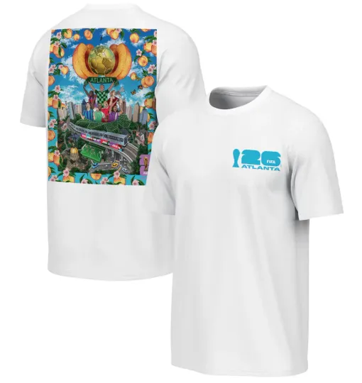 Discover 2026 FIFA World Cup Atlanta Host City Poster Graphic T-Shirt, White