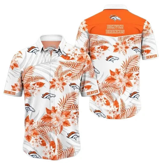 Discover Denver Football Team Broncoss Hawaiian Button Down Shirt