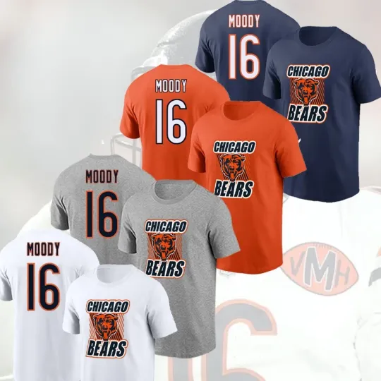 Discover Jake Moody #16 Chicago Be.ars Icon Team 2025 Name and Number For Fans