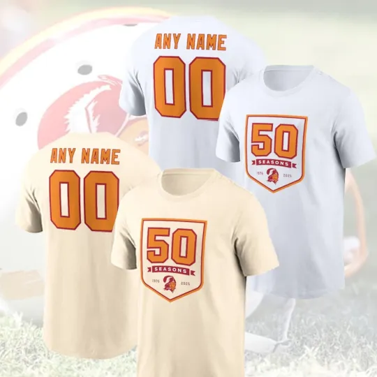 Discover Tampa Bay Football 50th Season Custom Name & Number Gift For Fan