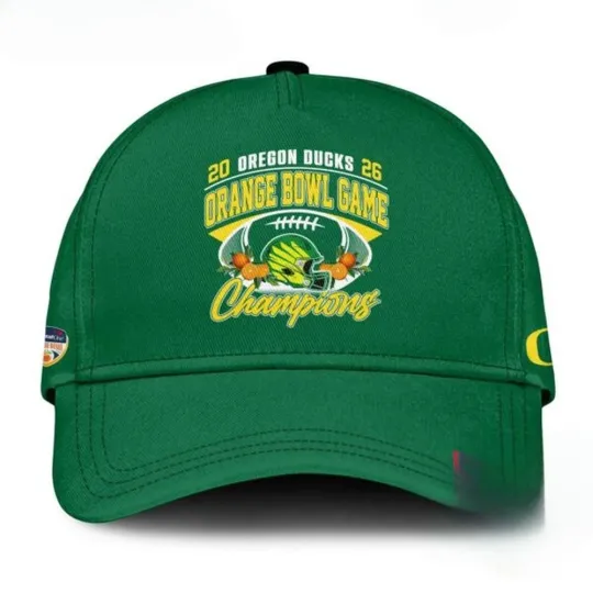 Discover Ducks Football 2026 Orange Bowl Champions Limited Edition Green Baseball Cap