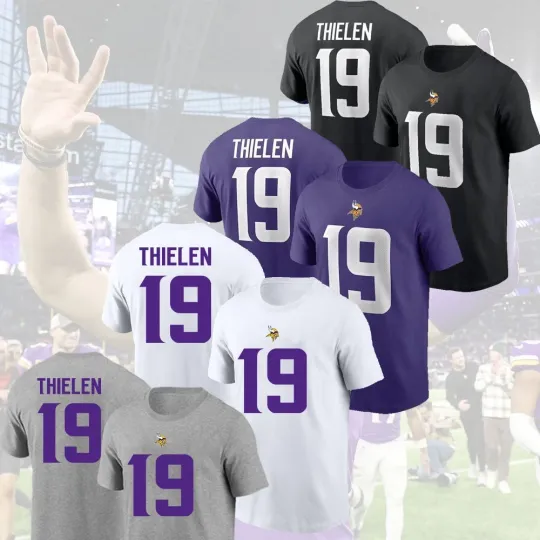 Discover Adam Thielen #19 Minnesota Name and Number Player 2025 S-5XL