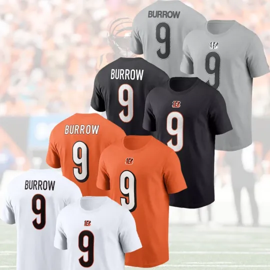 Discover Joe Burrow #9 Cincinnati Name and Number Player Tee 2025 Gift For Fan