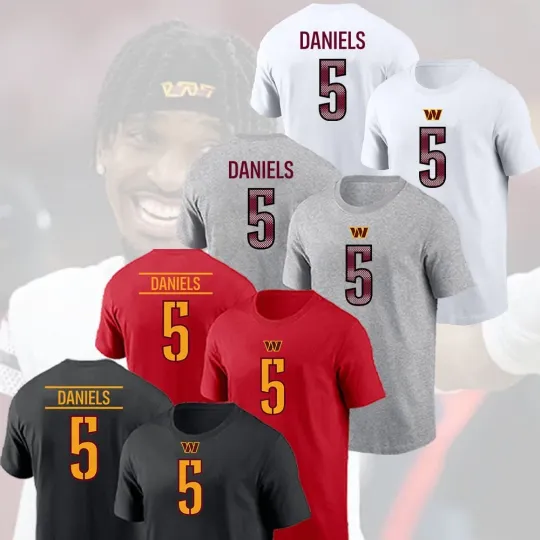 Discover Jayden Daniels #5 Washington Com.mand 2025 Name and Number FastShip