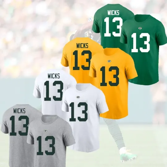 Discover Dontayvion Wicks #13 Green Bay Football Team Name & Number Gift For Fan